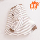 棉袄条纹加棉加厚男童女童保暖上衣婴幼儿外套 3岁宝宝棉服冬季