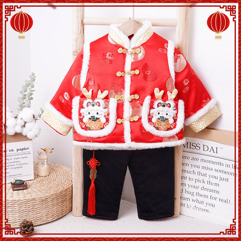 2025新年蛇年宝宝唐装男女童拜年服过年喜庆衣服红色秋冬婴儿棉衣,童装/婴儿装/亲子装,唐装,淘宝优惠券,粉丝福利购,淘宝优惠卷