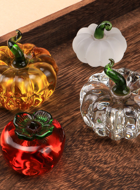 买一送一水晶玻璃镇纸书法镇尺柿子南瓜琉璃压纸毛笔笔搁文房四宝