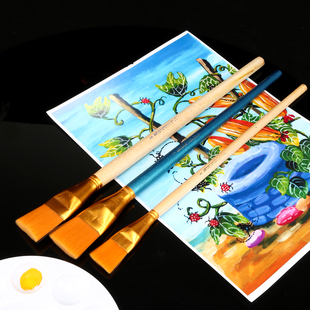 大宽笔加粗尼龙毛油画笔刷平头扁刷尼龙毛刷子水彩水粉笔小学生幼