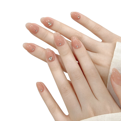 简约裸色纯手工美甲穿戴甲可拆卸