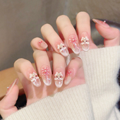 云皙2026新年醒狮猫眼手工穿戴甲中长款 腮红晕染美甲高级指甲贴片