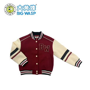大黄蜂春秋款儿童棒球服夹克男女童学院风拼色外套时尚休闲百搭