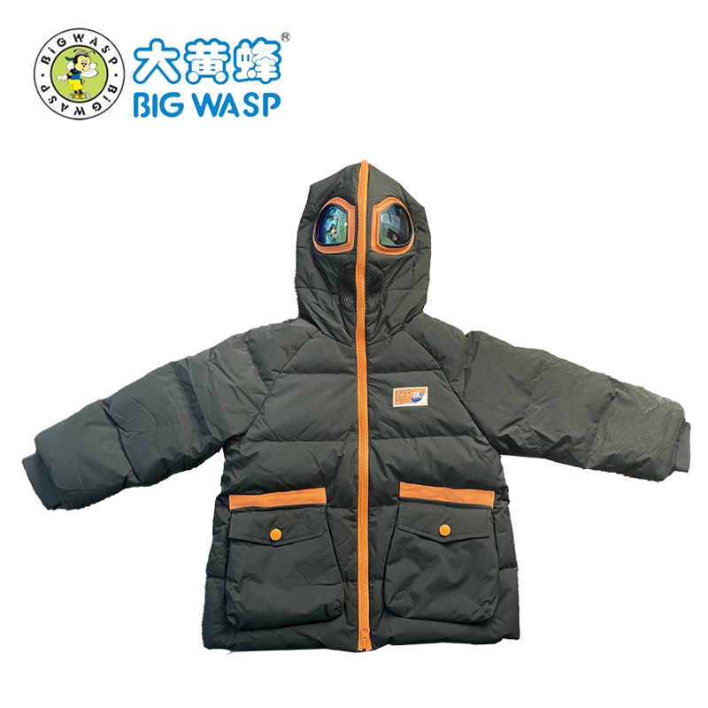 大黄蜂短款羽绒服男眼镜连帽