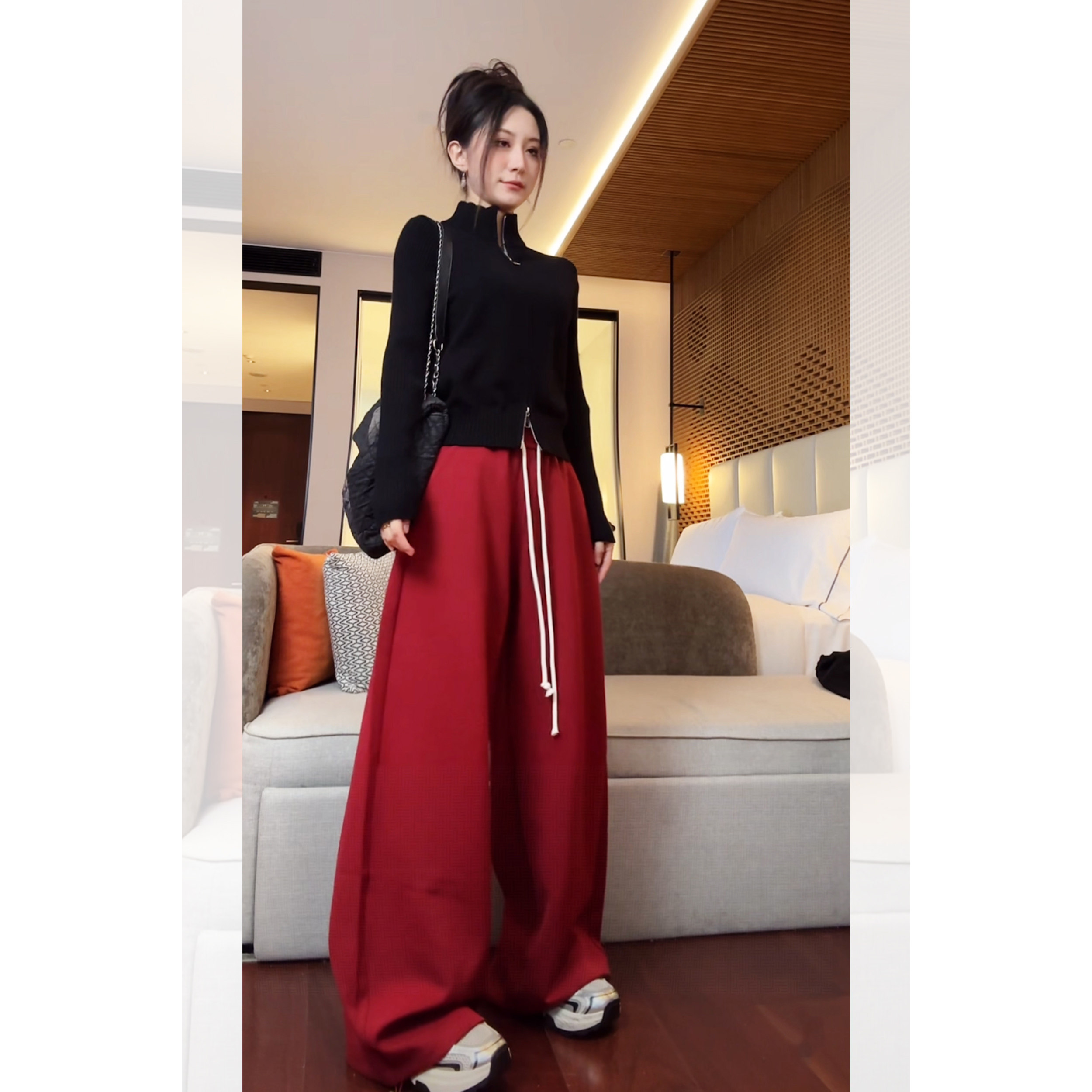 休闲裤女秋冬加厚2026新款松紧腰运动裤女宽松慵懒垂感直筒裤春秋,女装/女士精品,休闲裤,淘宝优惠券,粉丝福利购,淘宝优惠卷