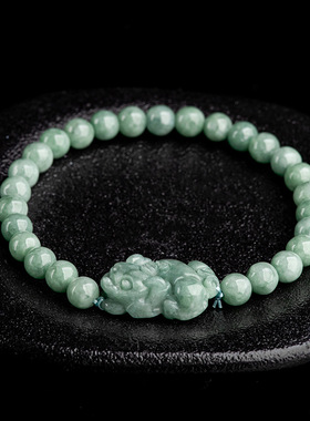 翡翠深豆绿小貔貅手串