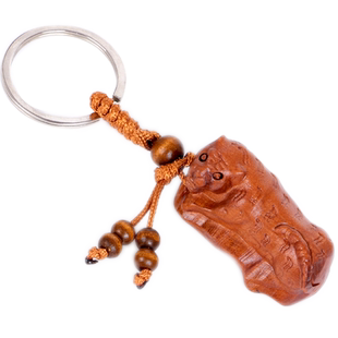 桃木雕刻十二生肖吊坠属鼠牛虎兔龙蛇马羊猴鸡狗猪汽车钥匙扣挂件