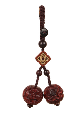 紫檀木雕刻十二生肖吊坠挂件