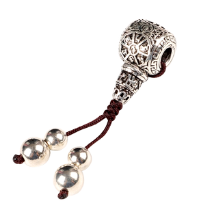 S925银六字真言佛头藏式复古佛珠文玩三通金刚星月菩提猴头配饰件