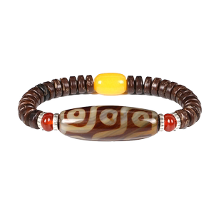 西藏九眼石页岩原石打磨天珠手串老玛瑙三眼天眼佛珠手链男女款