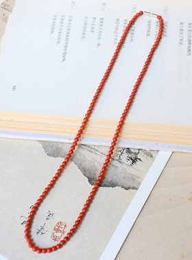 南红玛瑙红色朱砂平颈链本命年毛衣链平安链送妈妈礼物