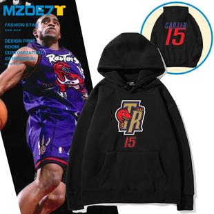 文斯卡特15号猛龙复古字母连帽卫衣宽松休闲美式篮球秋冬上衣队服