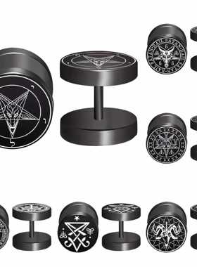 男士耳钉钛钢黑色痞帅霸气耳环个性潮男时尚女圆形简约哑铃款耳饰