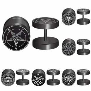 男士耳钉钛钢黑色痞帅霸气耳环个性潮男时尚女圆形简约哑铃款耳饰