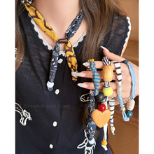 时髦布艺趣味拼接项链女款2025新款爆款复古卫衣毛衣链丝巾配饰品