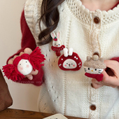 可爱红色兔子猫咪玩偶毛绒胸针女配衣服新年装 饰胸花毛衣别针配饰