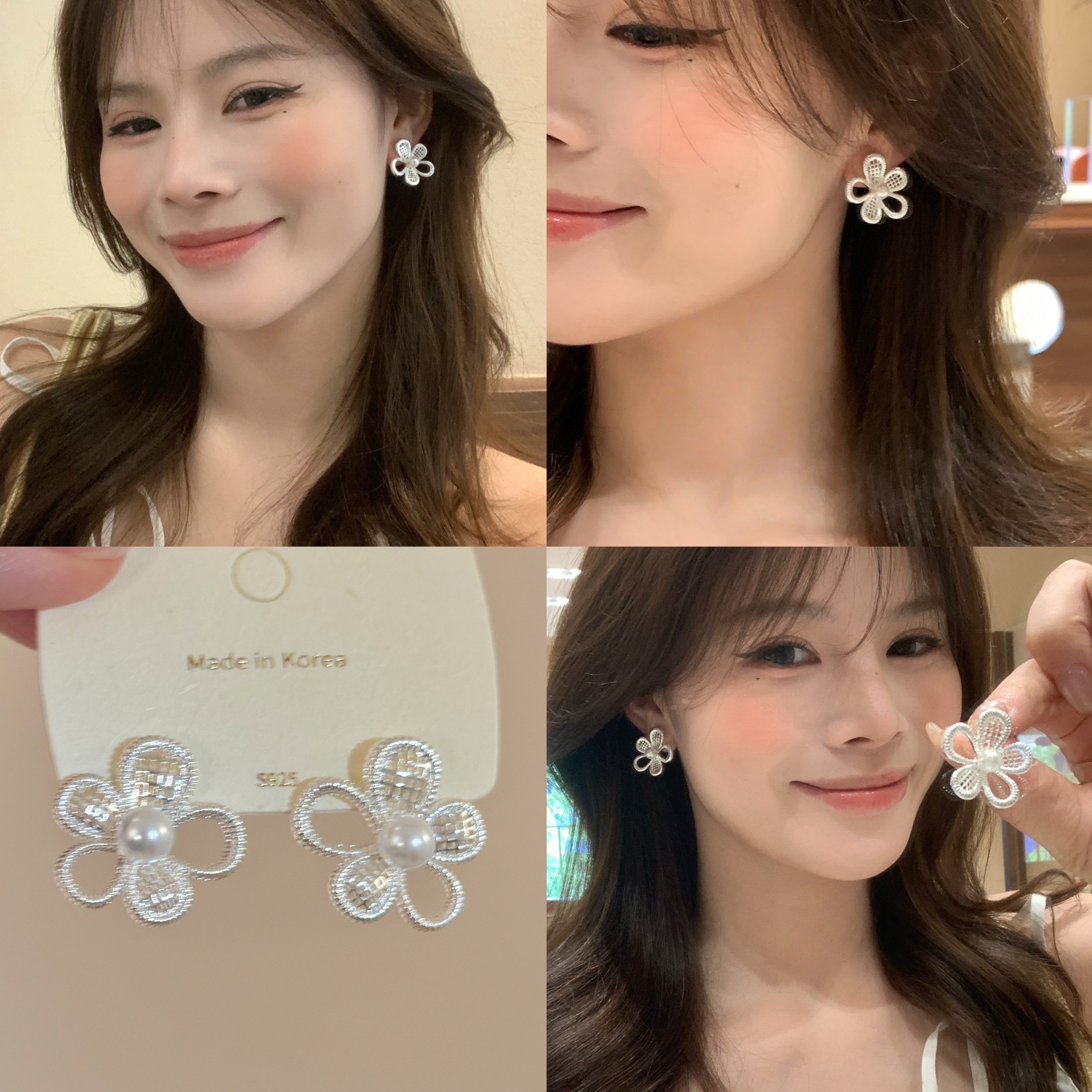 清冷女主！韩系镂空花朵珍珠耳环女款轻奢小众高级感耳钉气质耳饰,饰品/流行首饰/时尚饰品新,耳钉,淘宝优惠券,粉丝福利购,淘宝优惠卷