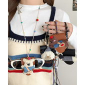 早春出游可爱玩偶挂脖长款 磁吸眼镜夹项链女串珠挂绳墨镜装 饰配饰