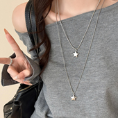 韩系银色五角星项链女款 星星毛衣链高级感搭配衣服配饰 学生党长款