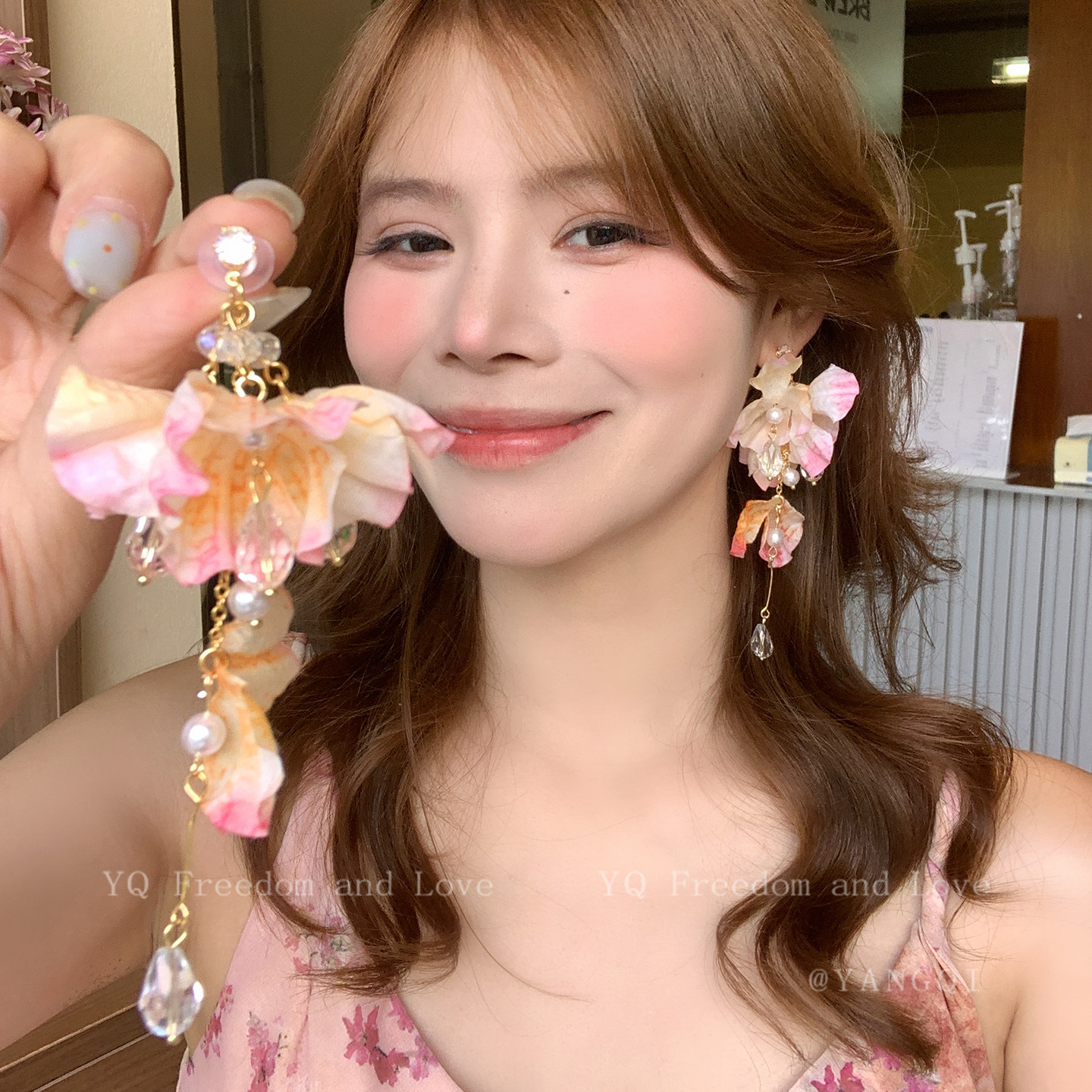 泰兰德公主！粉色花朵流苏耳钉女超仙高级感耳环海边度假夸张耳饰,饰品/流行首饰/时尚饰品新,耳钉,淘宝优惠券,粉丝福利购,淘宝优惠卷