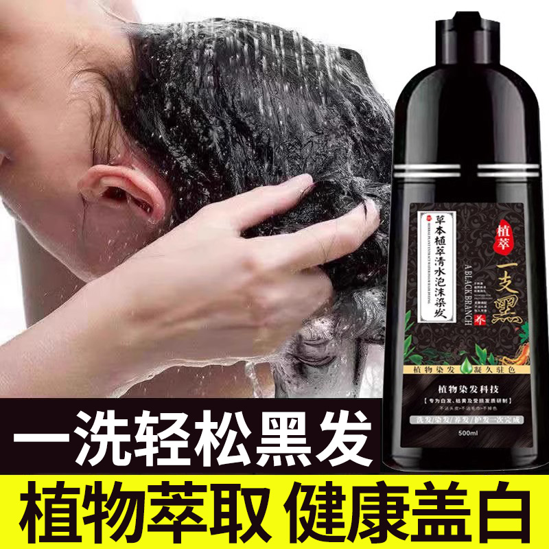 植物泡泡染发剂男士专用自己染一洗黑不沾头皮黑色正品染发膏