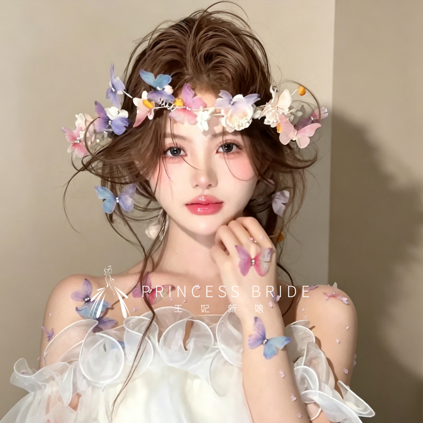 轻奢蝴蝶发箍甜美新娘造型发饰