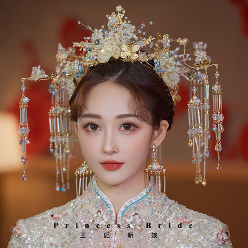 水晶琉璃花朵唯美富家女秀禾头饰