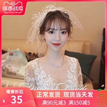 Bridal super fairy headdress Japanese and Korean mesh bow hair ornament short headdress accessory wedding dress