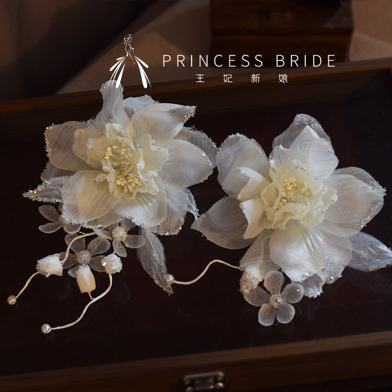 新款手作超仙闪亮娟纱花朵边夹新娘头饰唯美盘发写真造型拍照发饰,饰品/流行首饰/时尚饰品新,发饰,淘宝优惠券,粉丝福利购,淘宝优惠卷