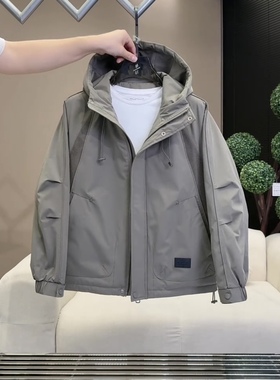 棉衣男款爆款2025新款工装风加棉夹克连帽冲锋衣防风保暖加厚外套