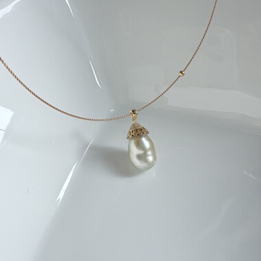 【特清不褪】天然南洋金珠海珠项链925银吊坠中浓金绿彩虹光珍珠