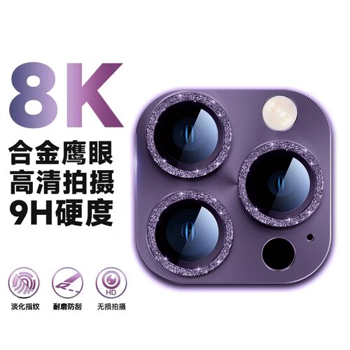 适用苹果15promax闪粉镜头膜高清