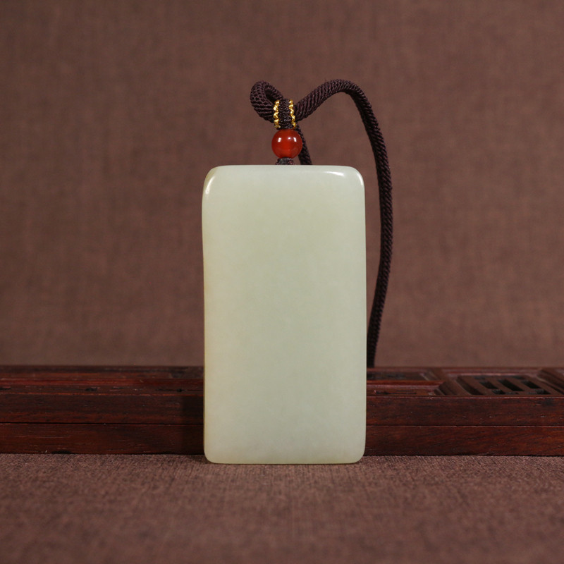 新疆和田玉籽料平安无事牌子洒金皮吊坠男女挂件细腻油润保真