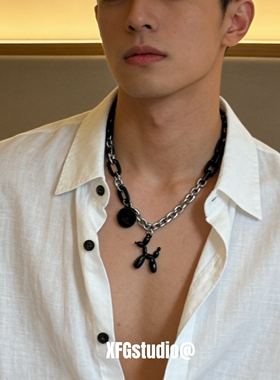 黑色气球狗项链男女2026新款爆款