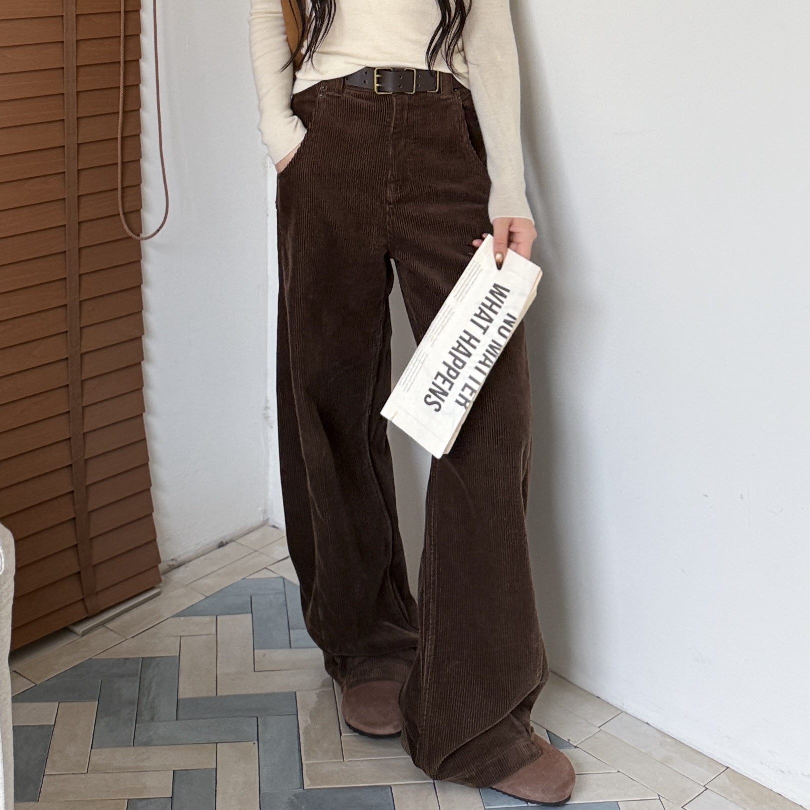 予约丨极简通勤秋冬加厚款显瘦直筒休闲裤-MY6386