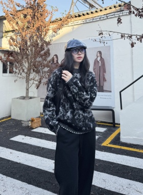 牦牛绒撞色提花针织丨原色系雪域藏地系列圆领毛衣针织衫-MY6426