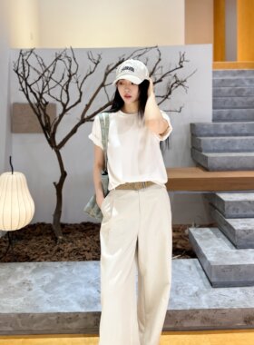 明决丨里外都是桑蚕丝丨双层真丝宽松版型夏季超舒服白色T恤-6985