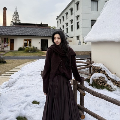 自在棱光丨100山羊绒成衣拉毛丨百搭披肩纯羊绒三角围巾-MY6405