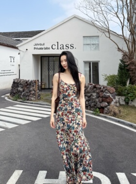 莫奈花园丨100桑蚕丝丨45°斜裁丨16姆米双绉度假风连衣裙-6803