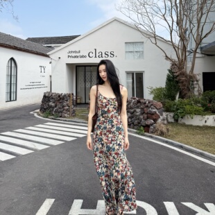 16姆米双绉度假风连衣裙 45°斜裁 6803 100桑蚕丝 莫奈花园