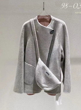 年终大衣专场丨Llama美洲羊驼·羊毛丨宽松圆领双面大衣-MY6624