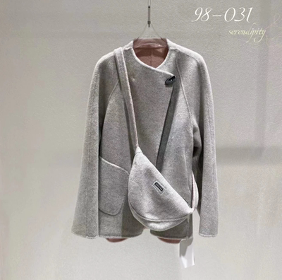 年终大衣专场丨Llama美洲羊驼·羊毛丨宽松圆领双面大衣-MY6624