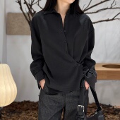 系腰极简通勤衬衫 设计款 MY6770 稀缺桑蚕丝·丝锦绉 沉川夜海