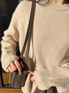 山野雾下丨100山羊绒丨ROW风重磅厚款宽松圆领针织羊绒衫-MY6445