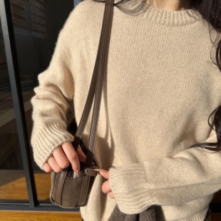 宽松圆领针织羊绒衫 ROW风重磅厚款 MY6445 100山羊绒 山野雾下