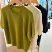 康赛妮100山羊绒 圆领短袖 针织衫 年终羊绒专场 毛衣 MY6691