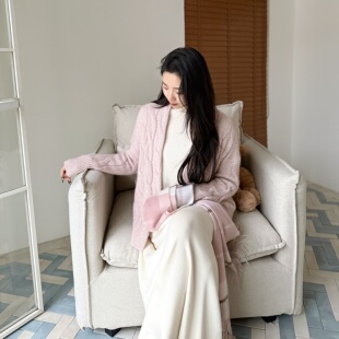 MY6390 全身绞花慵懒感开衫 星云混响 羊毛·羊绒·桑蚕丝亮丝纱