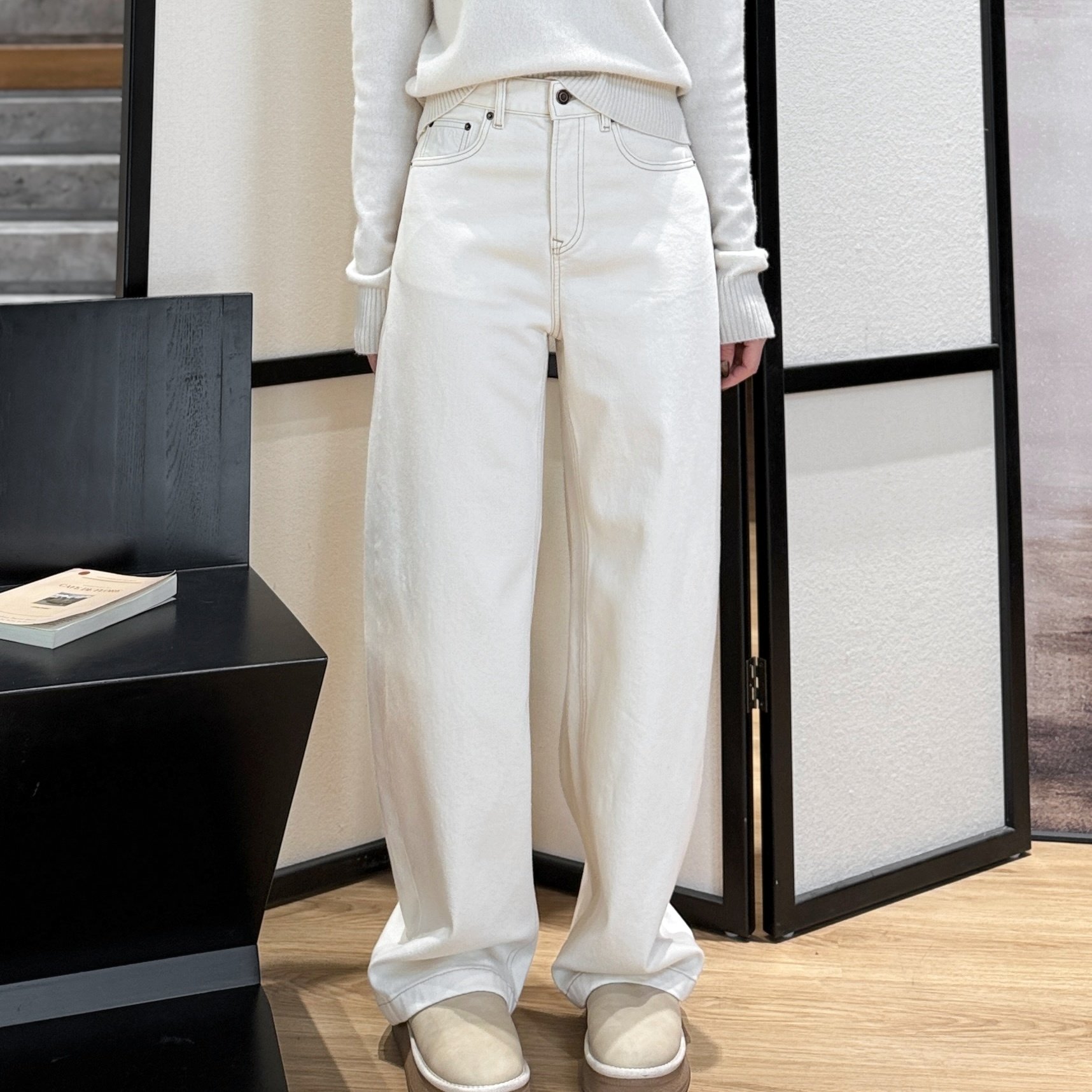 左岸七号丨薄绒牛仔丨秋冬厚款含山羊绒弯刀直筒牛仔裤-MY6514,女装/女士精品,牛仔裤,淘宝优惠券,粉丝福利购,淘宝优惠卷