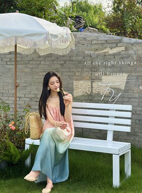 珞璎黛绿丨92桑蚕丝丨22姆米弹力双乔渐变晕染吊带连衣裙-MY5986