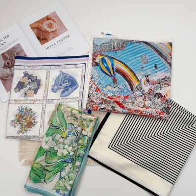 织梦·丝巾丨100桑蚕丝丨16姆米真丝斜纹绸印花真丝方巾-6818